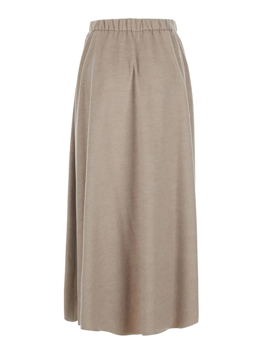 Fusta beige Skirt with elasticated waistband and drawstring in flannel for women - Img 2