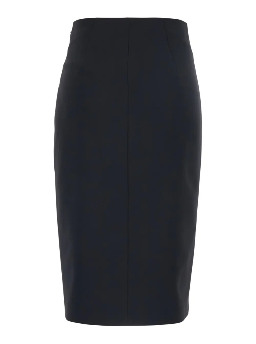 Fusta Black Midi Skirt with Side Vent and Cut-Out with Logo Plate in Tech Fabric for Women - Img 2