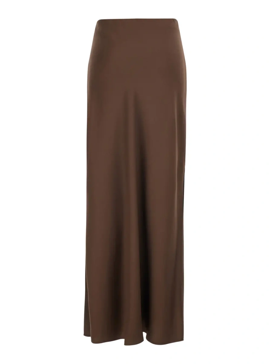 Fusta Brown Long skirt with slip-on design in viscose blend woman - Img 2