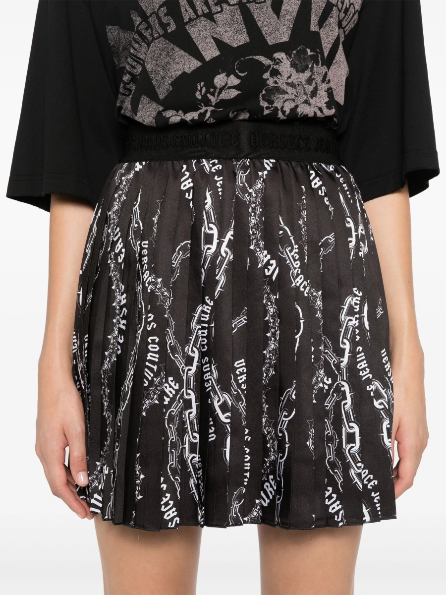 Fusta cu pliuri Versace Jeans Couture neagra - Img 5