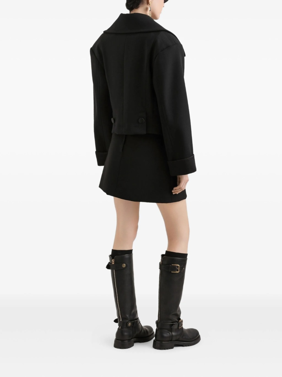 Fusta cu talie inalta Dolce &amp; Gabbana neagra din lana si matase - Img 3