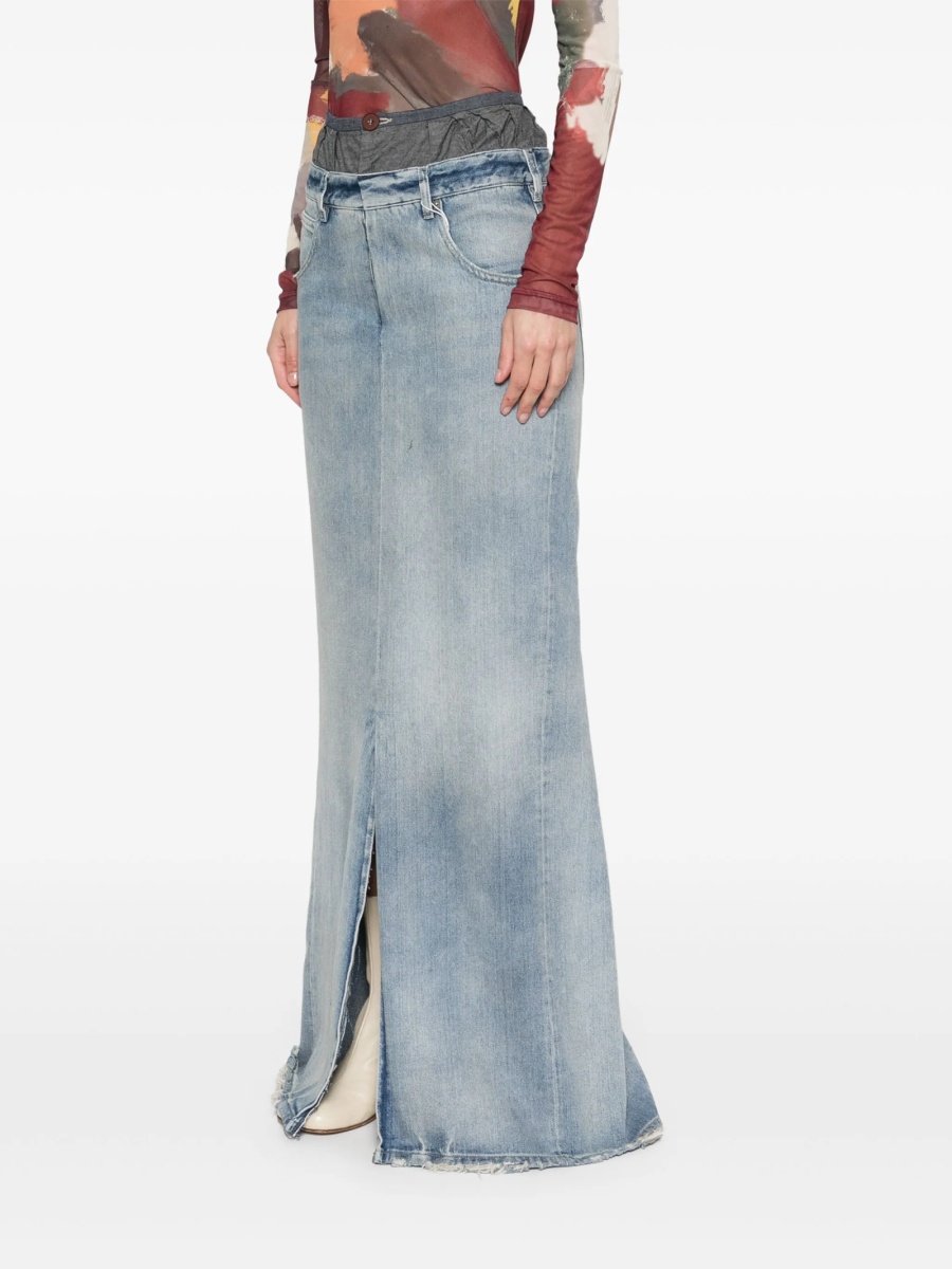 Fusta drepte Maison Margiela albastra din bumbac - Img 3