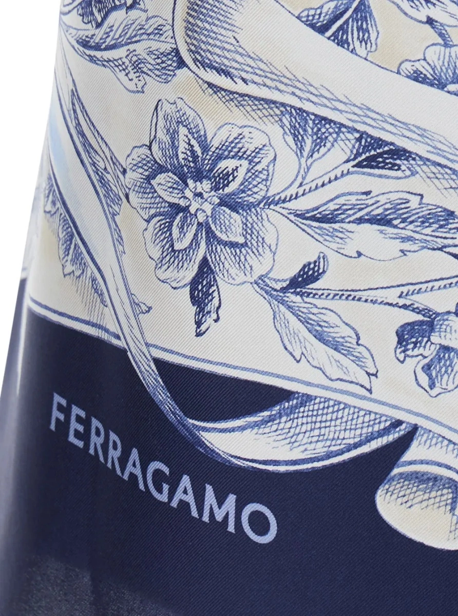 Fusta Ferragamo albastra din matase - Img 3