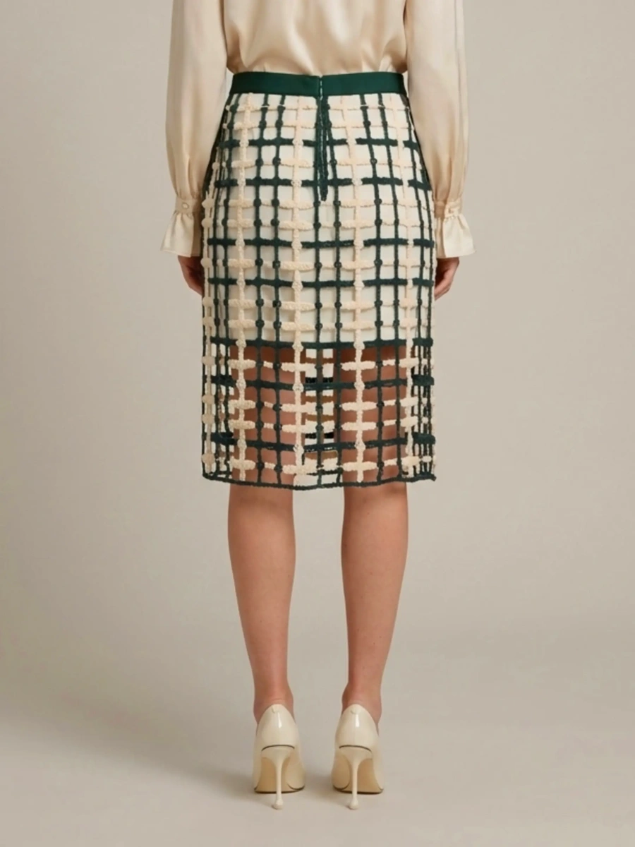 Fusta Green Mesh Midi Skirt - Img 3