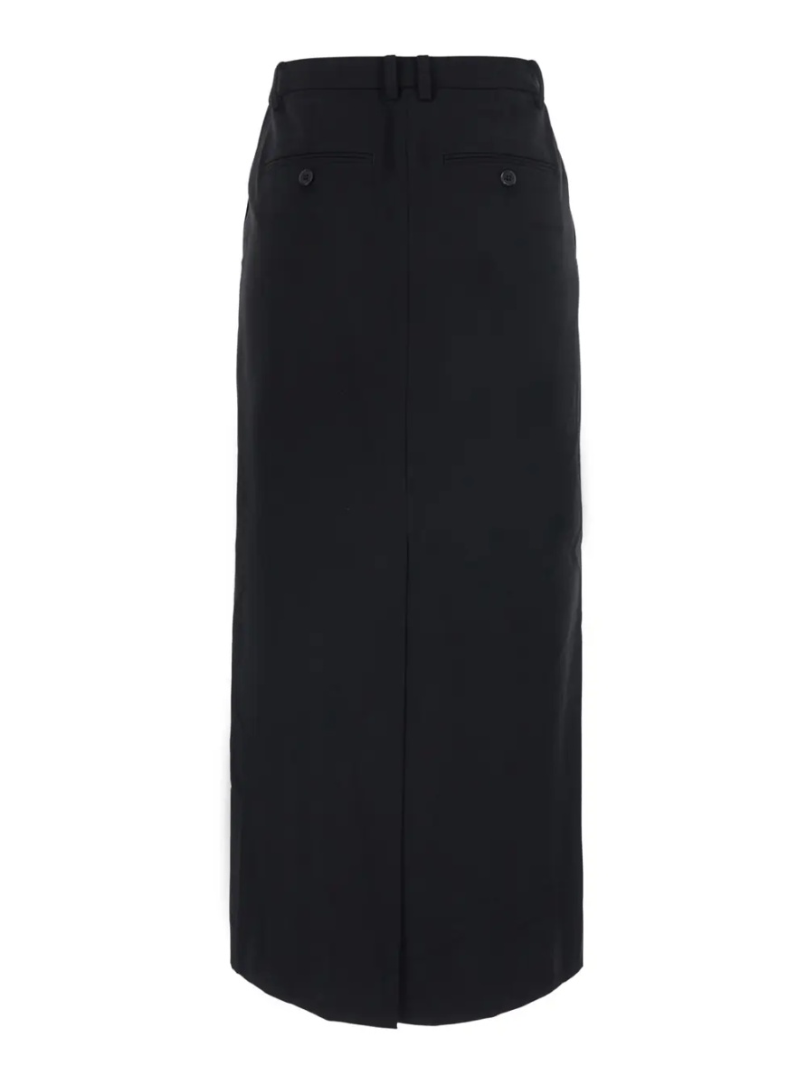 Fusta H-LINE LONG SKIRT with straight hem and soft fabric, in black, women - Img 2