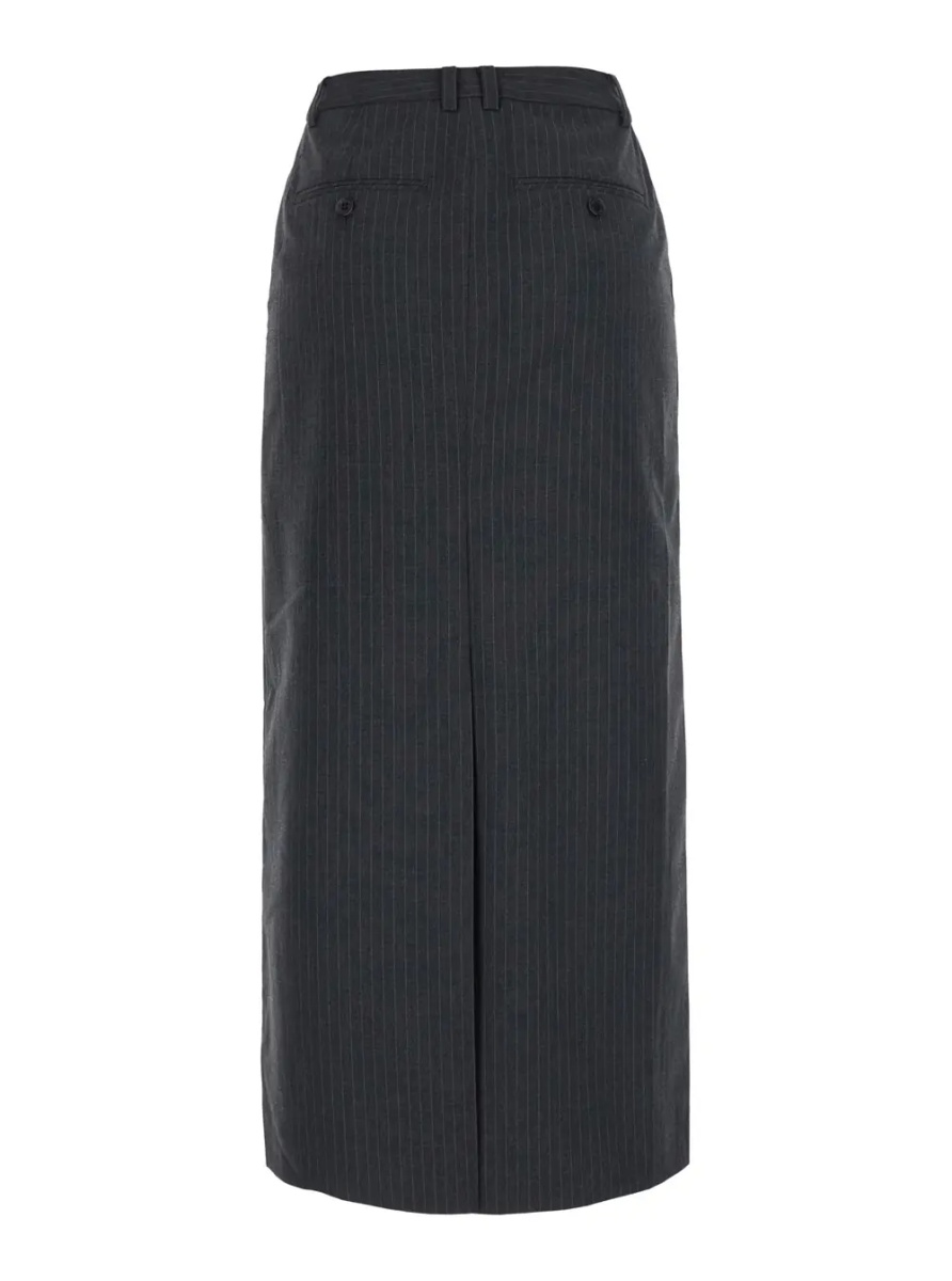 Fusta Long striped skirt with high waist and Tech Fabric gray woman - Img 2