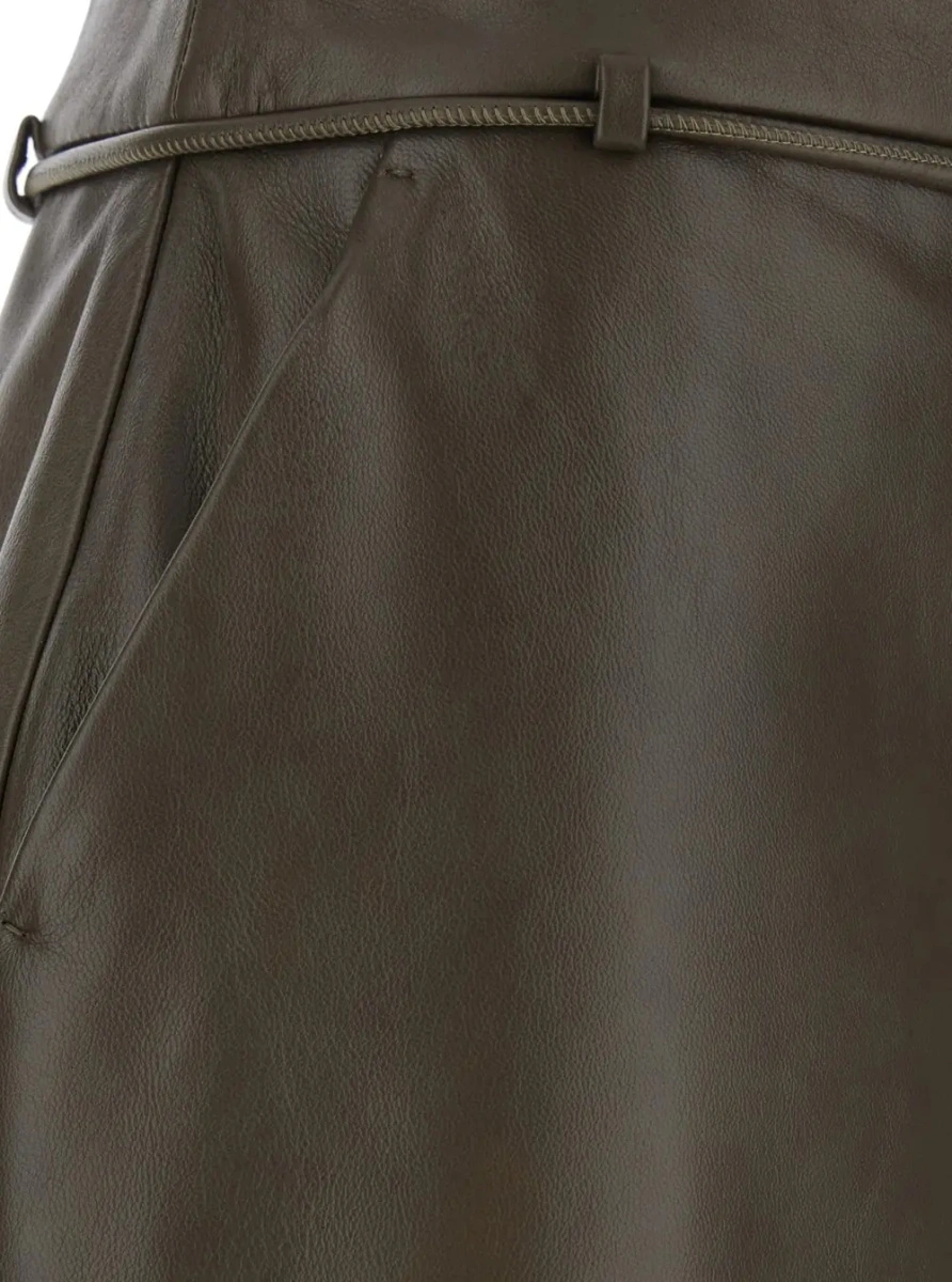 Fusta Max Mara verde din piele - Img 3