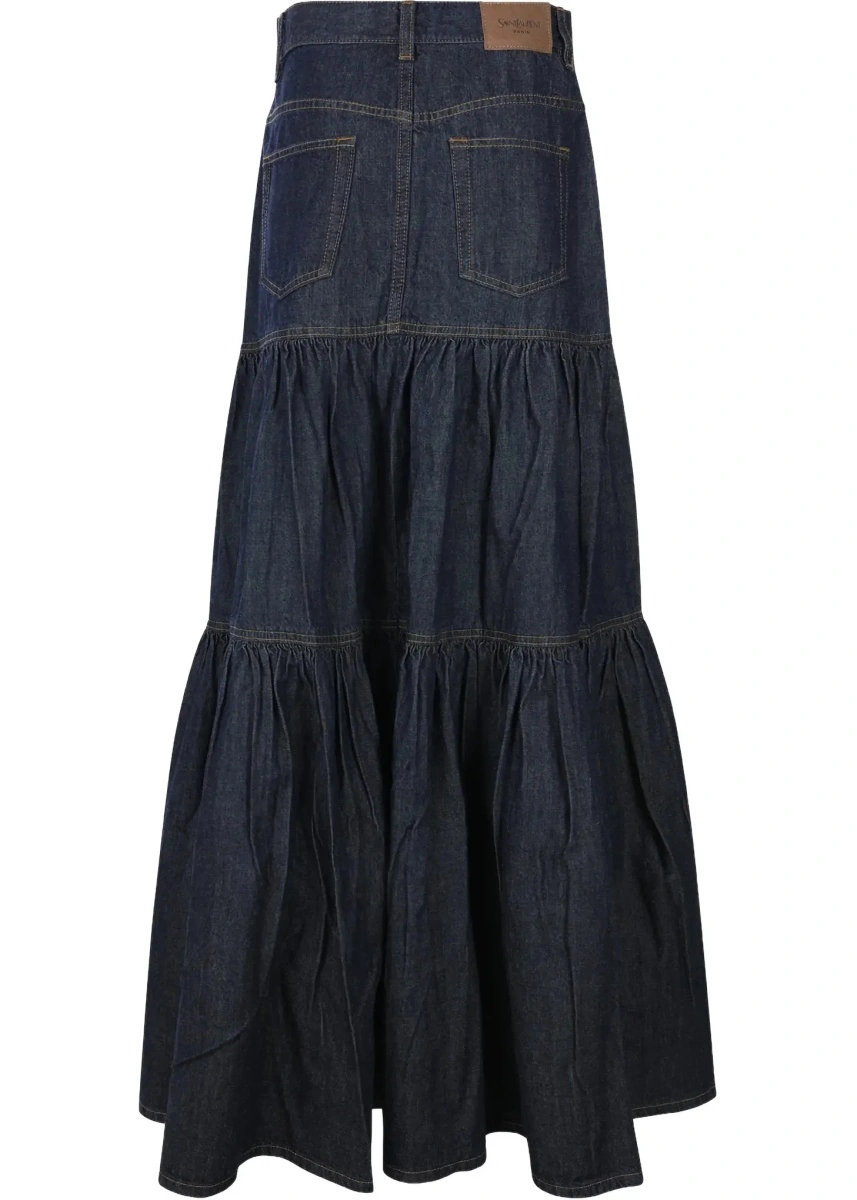 Fusta Saint Laurent albastra din denim - Img 4