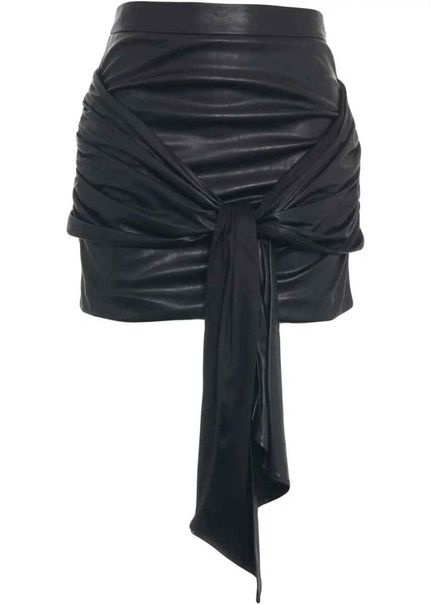 Fusta scurta Elisabetta Franchi neagra din piele ecologica - Img 2