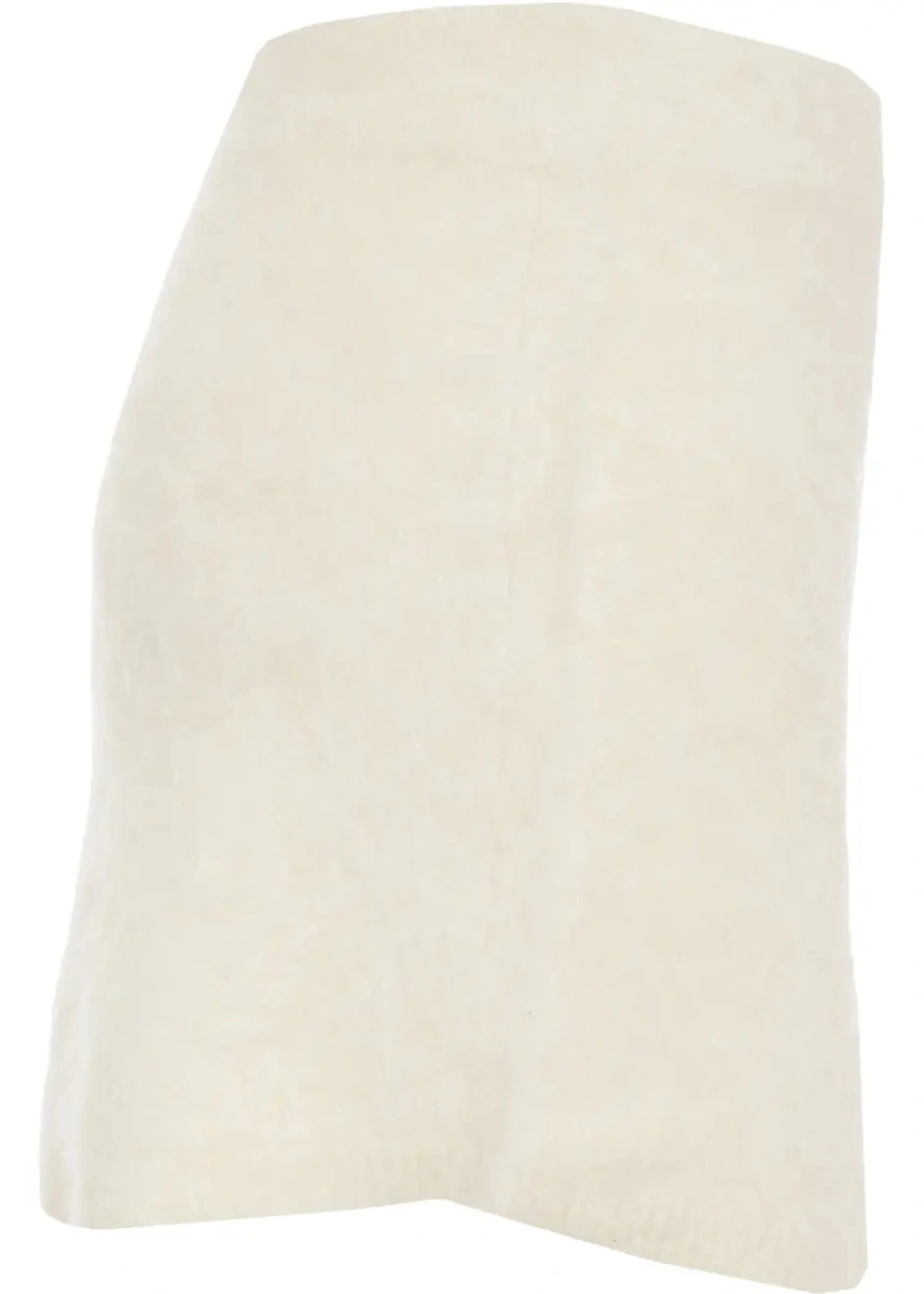 Fusta scurta Soft Goat alba din alpaca - Img 3