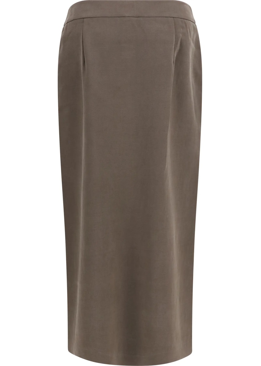 Fusta Silk and wool wrap Long Skirt with patch pocket - Img 2