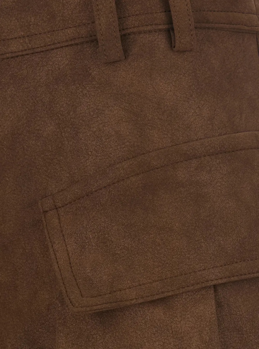 Fusta Skirt with pleats and Tech Fabric in brown for women - Img 3