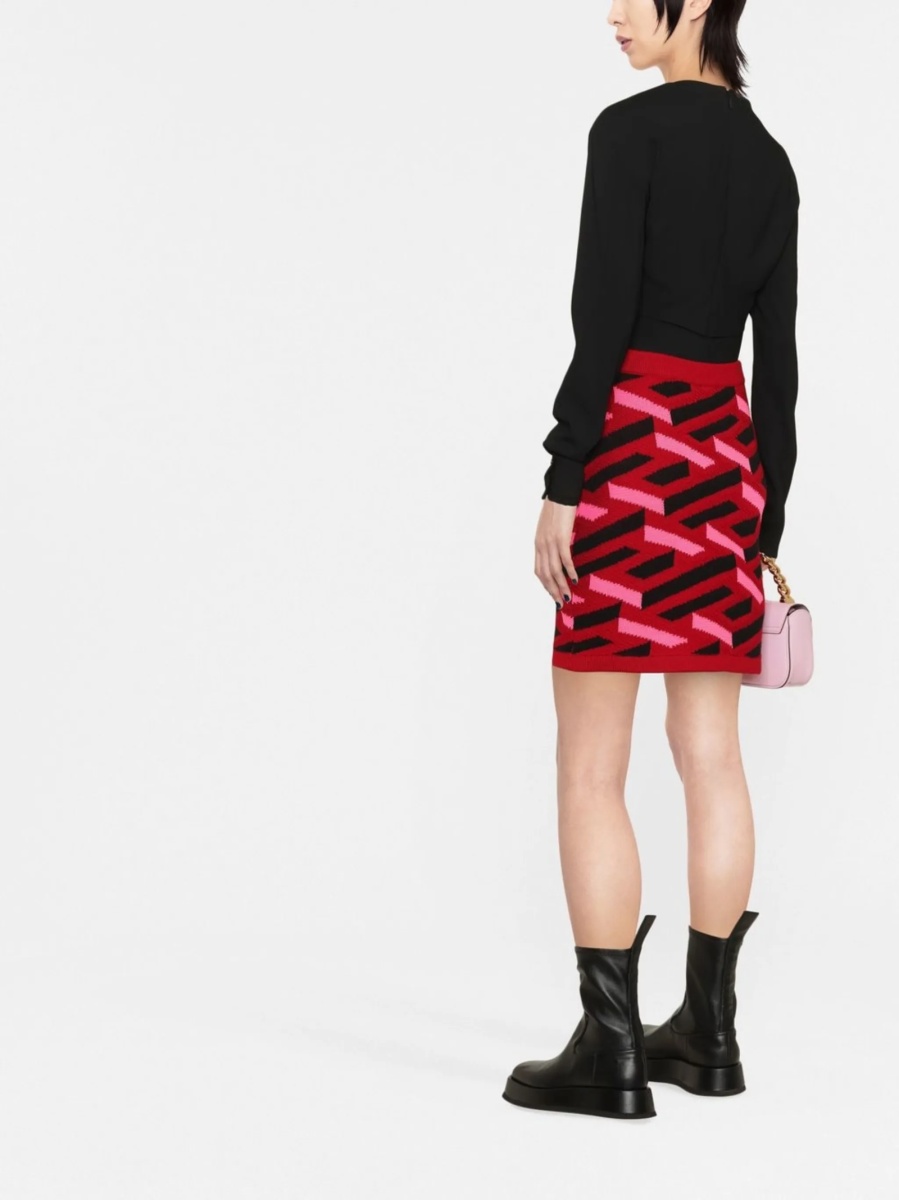 Fusta tricotate Versace rosie - Img 4