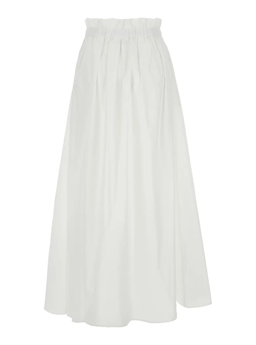 Fusta White Tech Fabric Skirt with Elastic Waist and Logo Plate for Women - Img 2
