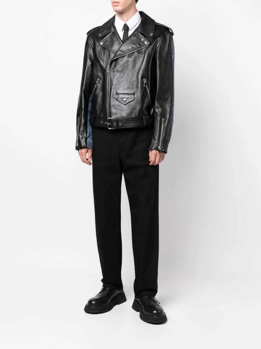 Geaca biker Alexander McQueen neagra din bumbac - Img 2