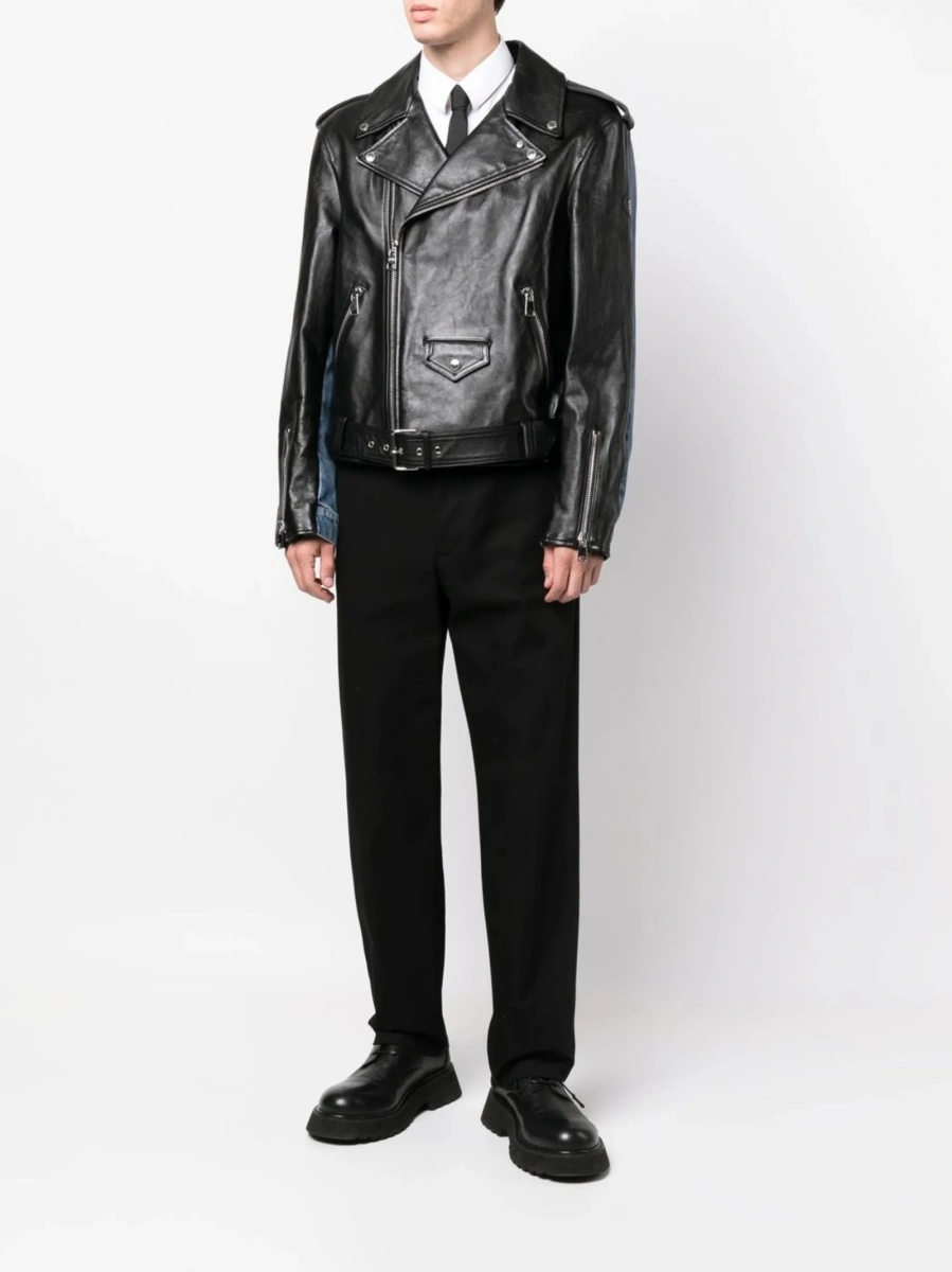 Geaca biker Alexander McQueen neagra din bumbac - Img 2