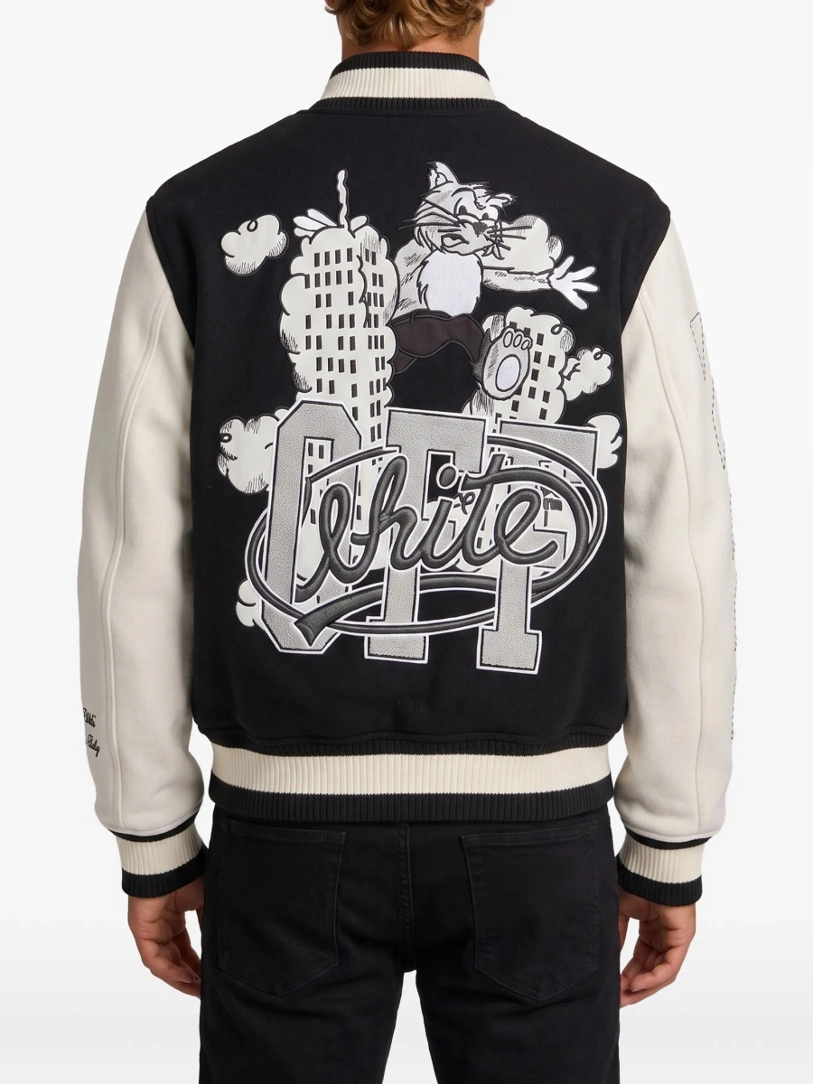 Geaca bomber Off-White neagra din lana si poliamida - Img 3