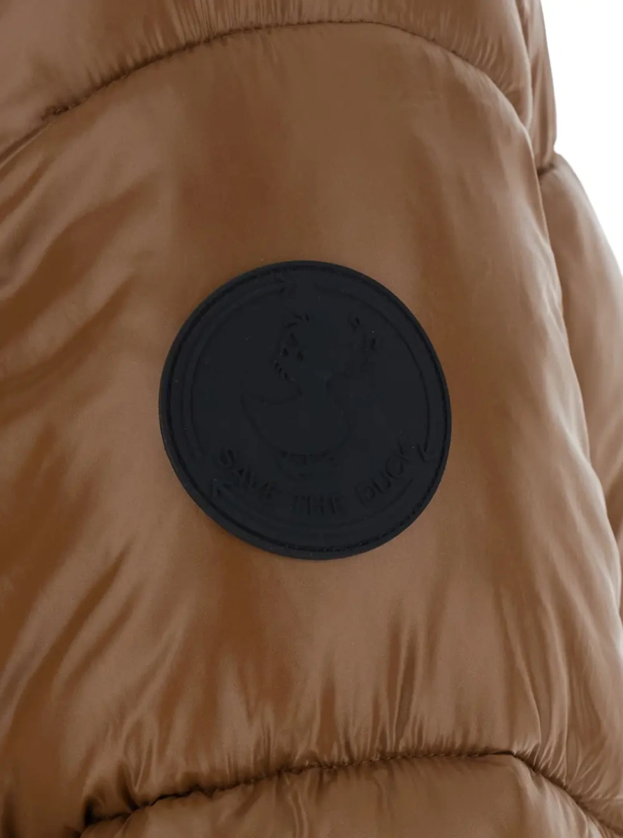 Geaca de Iarna 'Biddy' Brown Down jacket with fixed hood and logo patch on the sleeve in Tech Fabric women - Img 3
