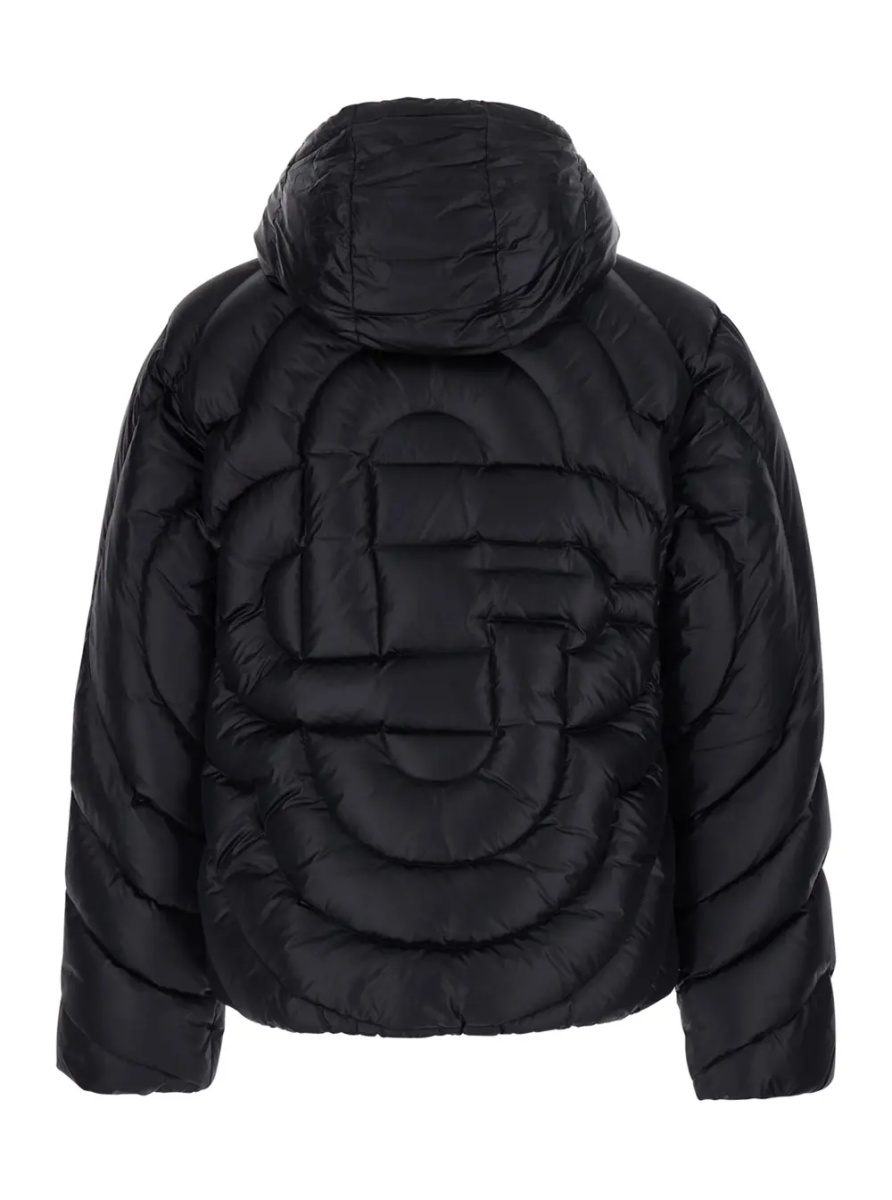 Geaca de Iarna Black Down jacket with fixed hood and Monogram design in Tech Fabric for Men - Img 2