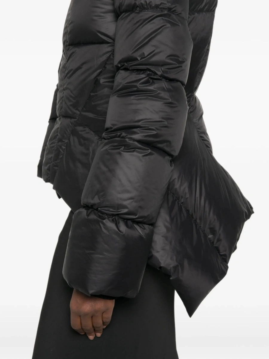 Geaca de Iarna Black Down jacket with high collar and off-center zip closure and asymmetrical hem in Tech Fabric for women - Img 7
