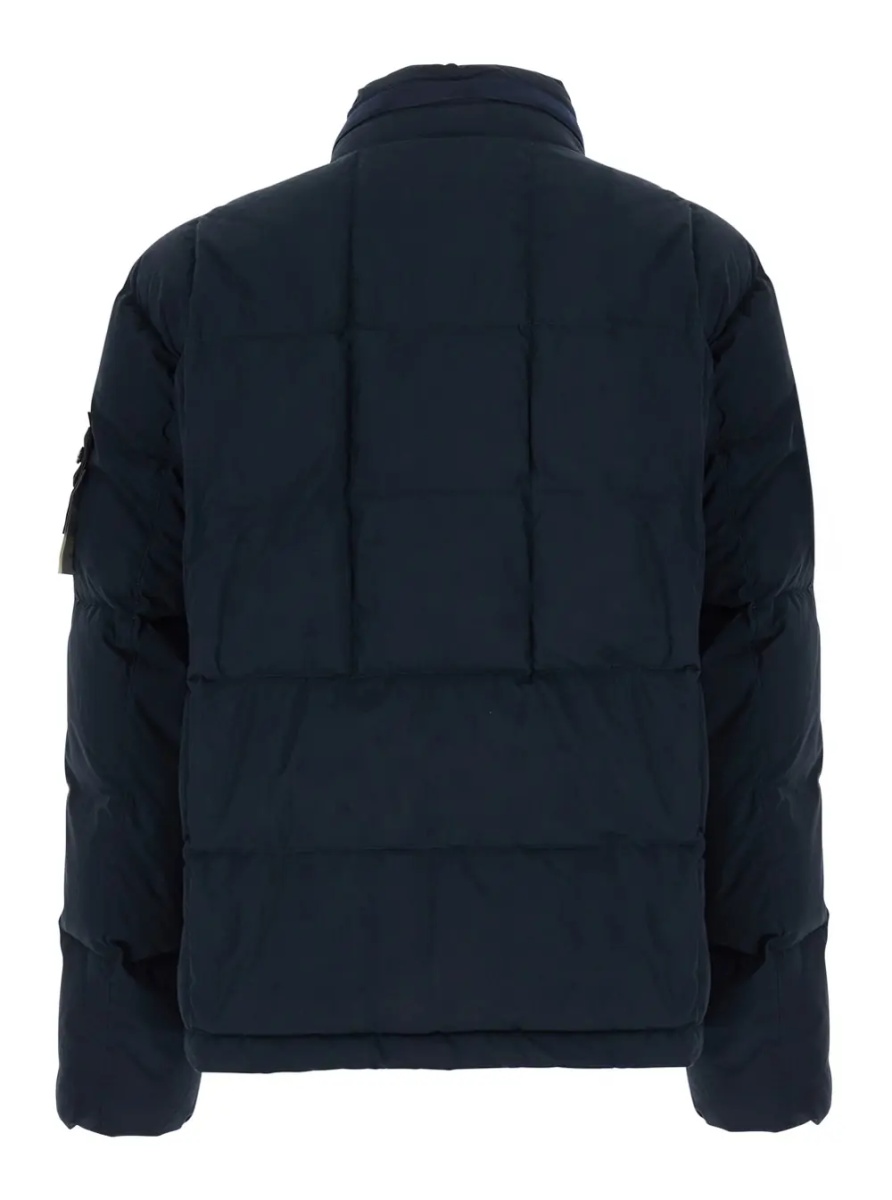 Geaca de Iarna blue Down jacket with high collar and logo patch on the sleeve in cotton and Tech Fabric for men - Img 2
