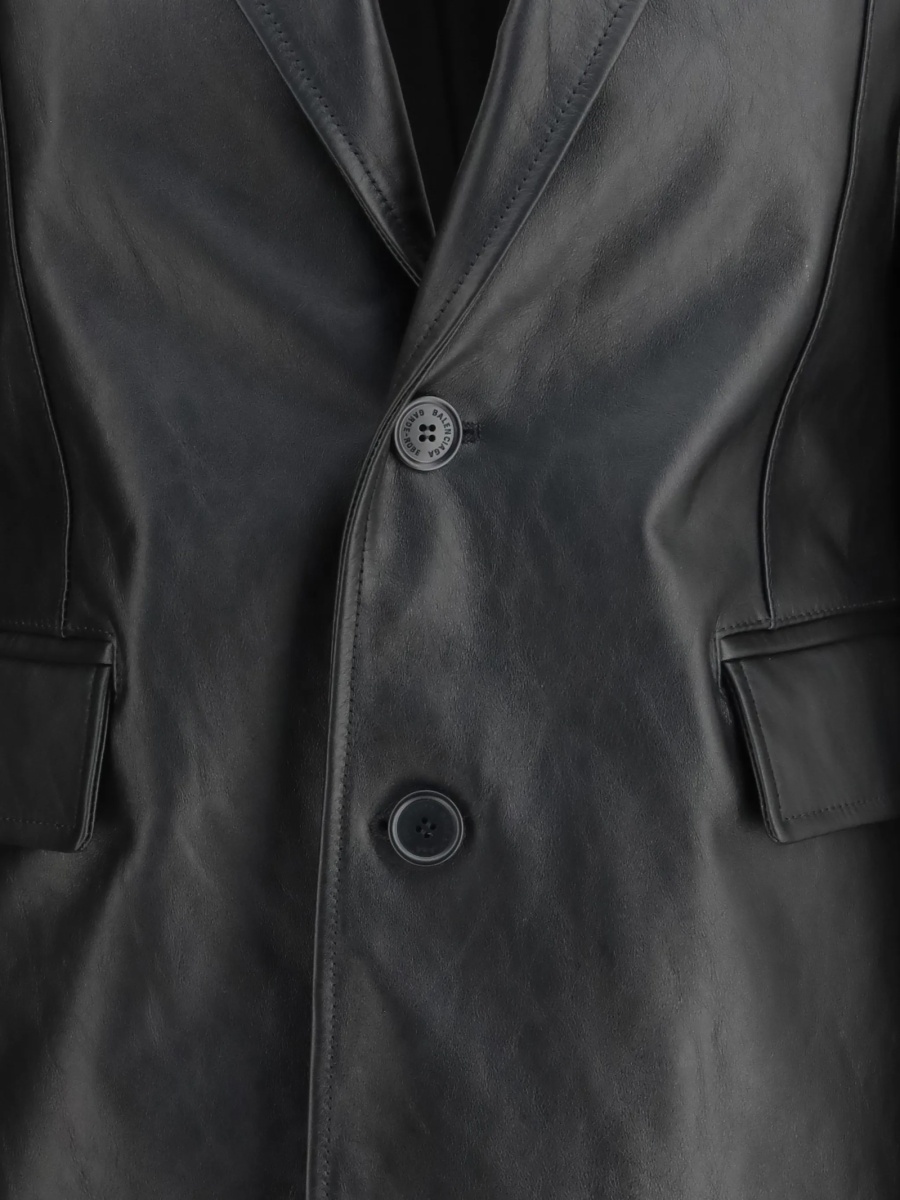 Geaca de piele Balenciaga neagra - Img 2