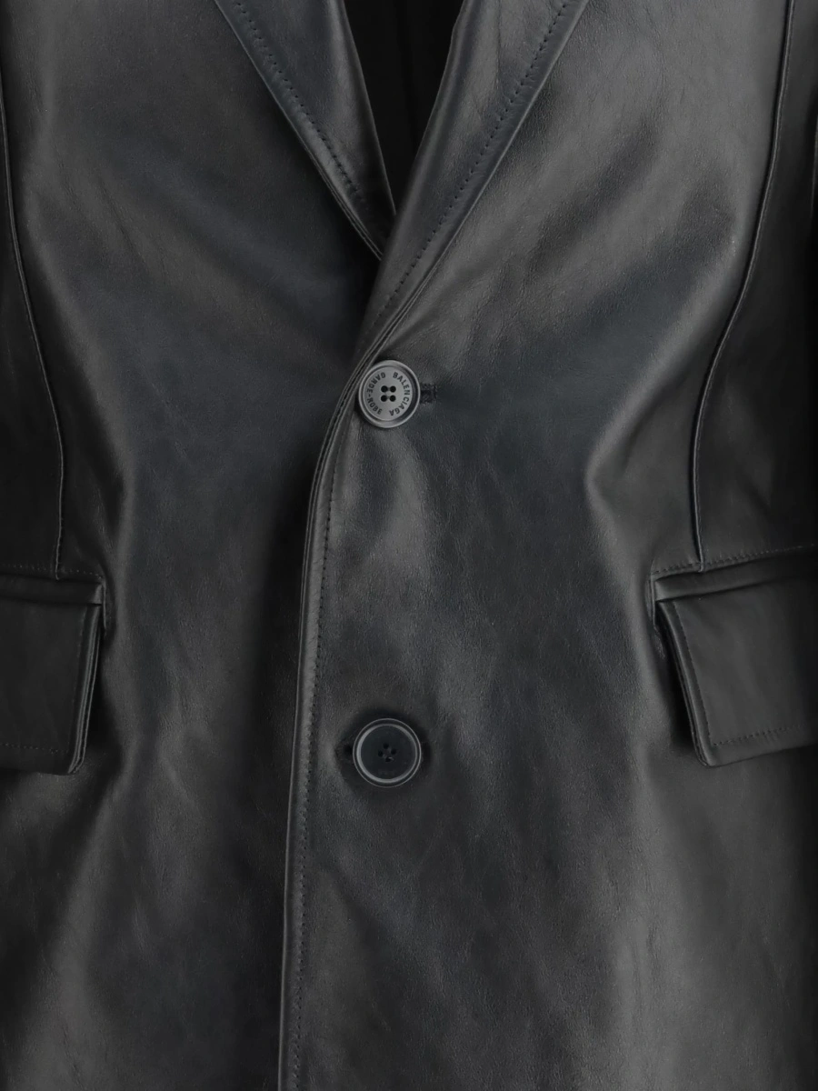 Geaca de piele Balenciaga neagra - Img 2