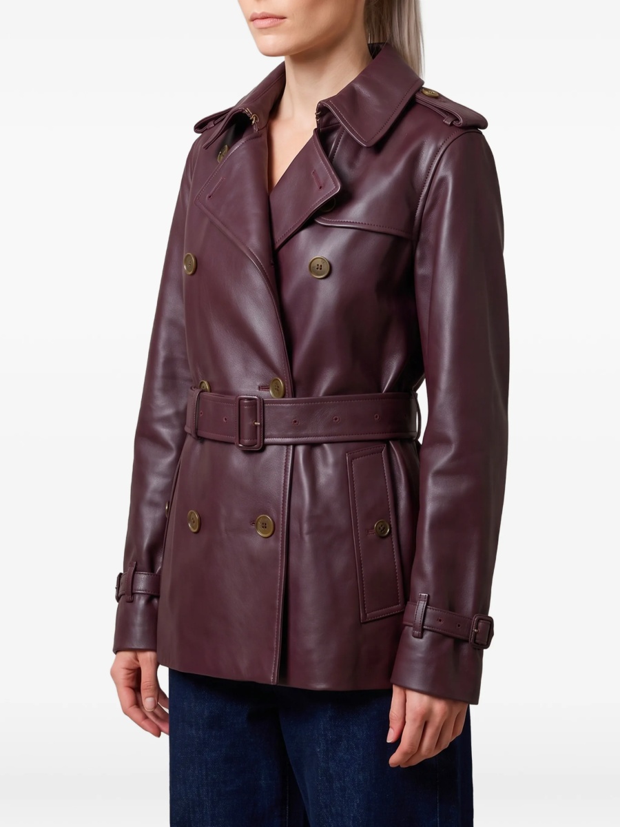 Geaca de piele Burberry rosie din piele - Img 2