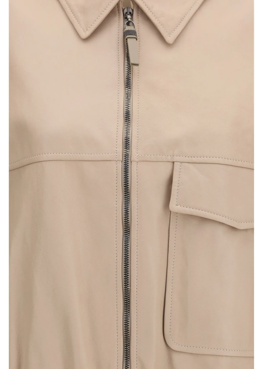 Geaca de Piele Glossy nappa Jacket with monili - Img 3