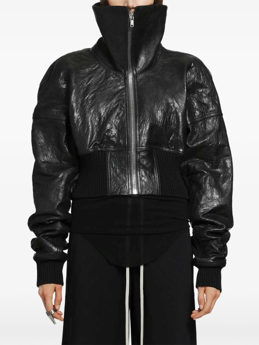 Geaca de piele Rick Owens neagra din piele - Img 2