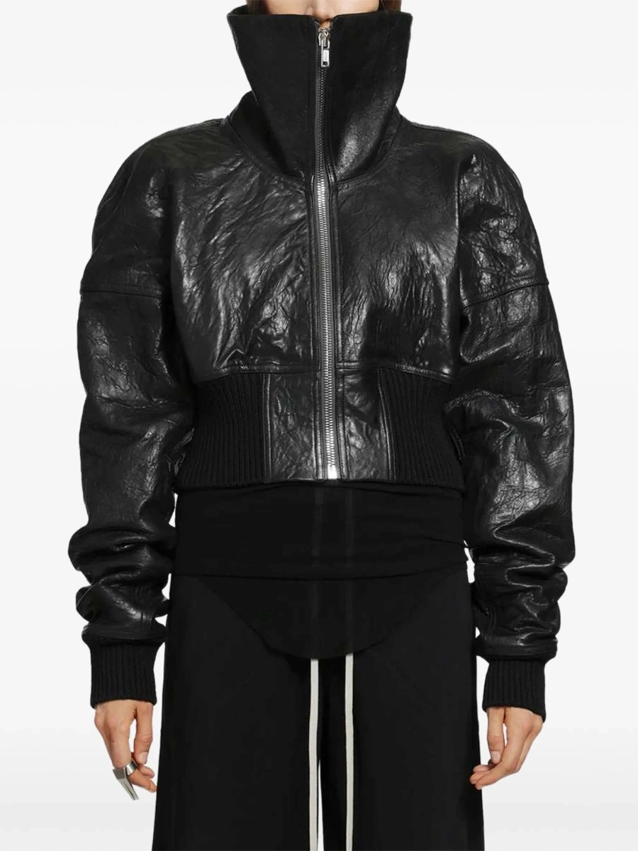 Geaca de piele Rick Owens neagra din piele - Img 2