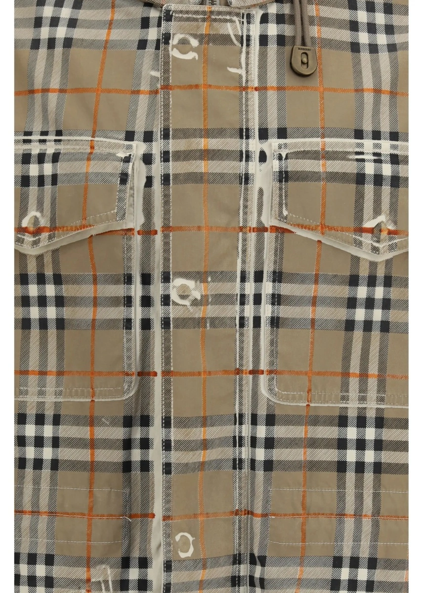 Geaca Parka Gabardine Parka with faded Check print - Img 3