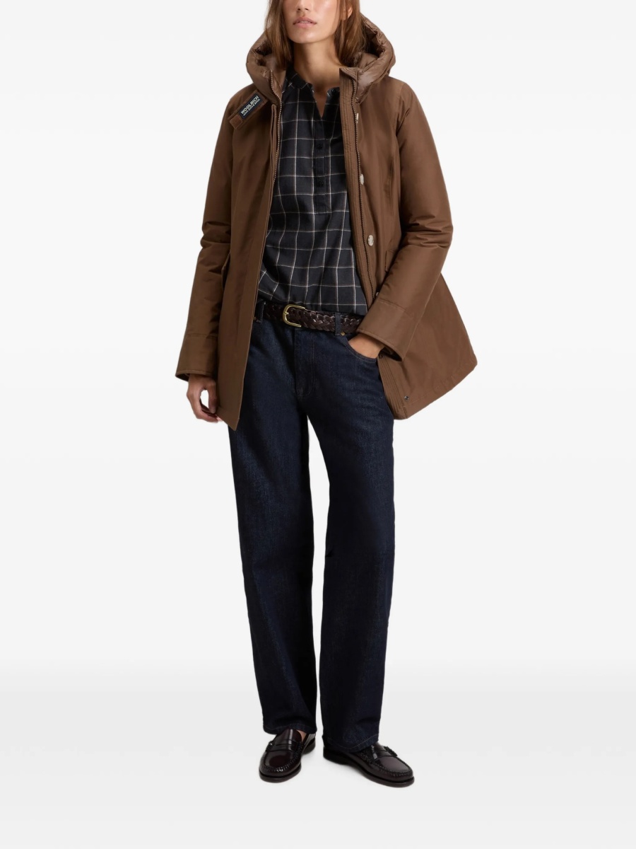 Geaca Parka Woolrich maro din bumbac si poliamida - Img 2