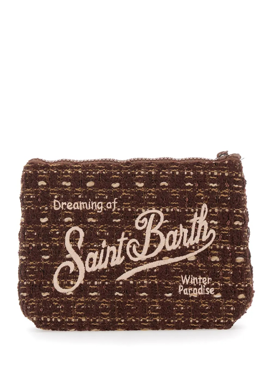 Geanta de mana ALINE TWEED Pouch with Tech Fabric and brown rubber and polyester unisex - Img 2