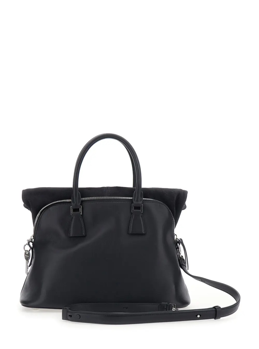 Geanta de mana Black Crossbody bag with adjustable and removable strap and Four Stitches detail on the back in leather for women - Img 2