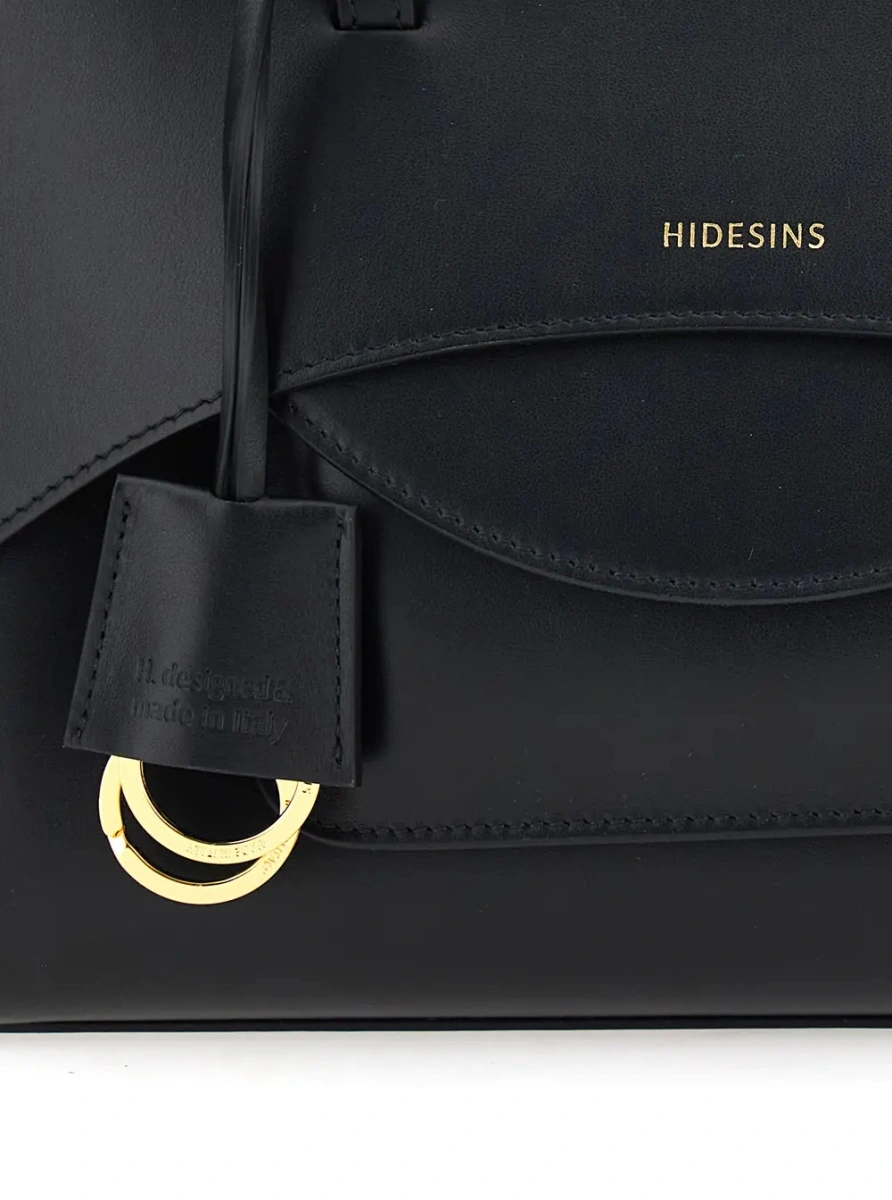 Geanta de mana Black Medium Handbag with Adjustable Shoulder Strap and Front Pocket in Leather for Women - Img 3