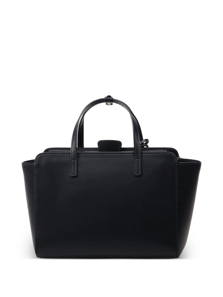 Geanta de mana Black Medium Handbag with Adjustable Shoulder Strap and Front Pocket in Leather for Women - Img 4