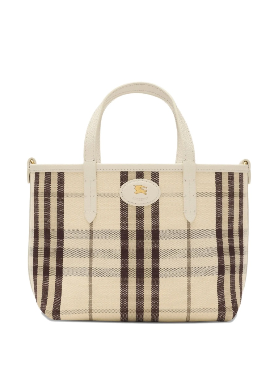 Geanta de mana Burberry neutra din piele - Img 3