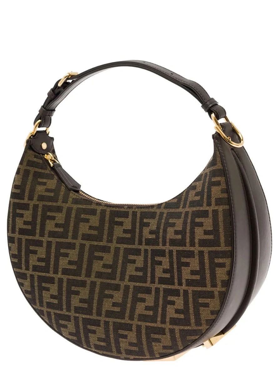 Geanta de mana Fendi maro din jacquard FF - Img 2