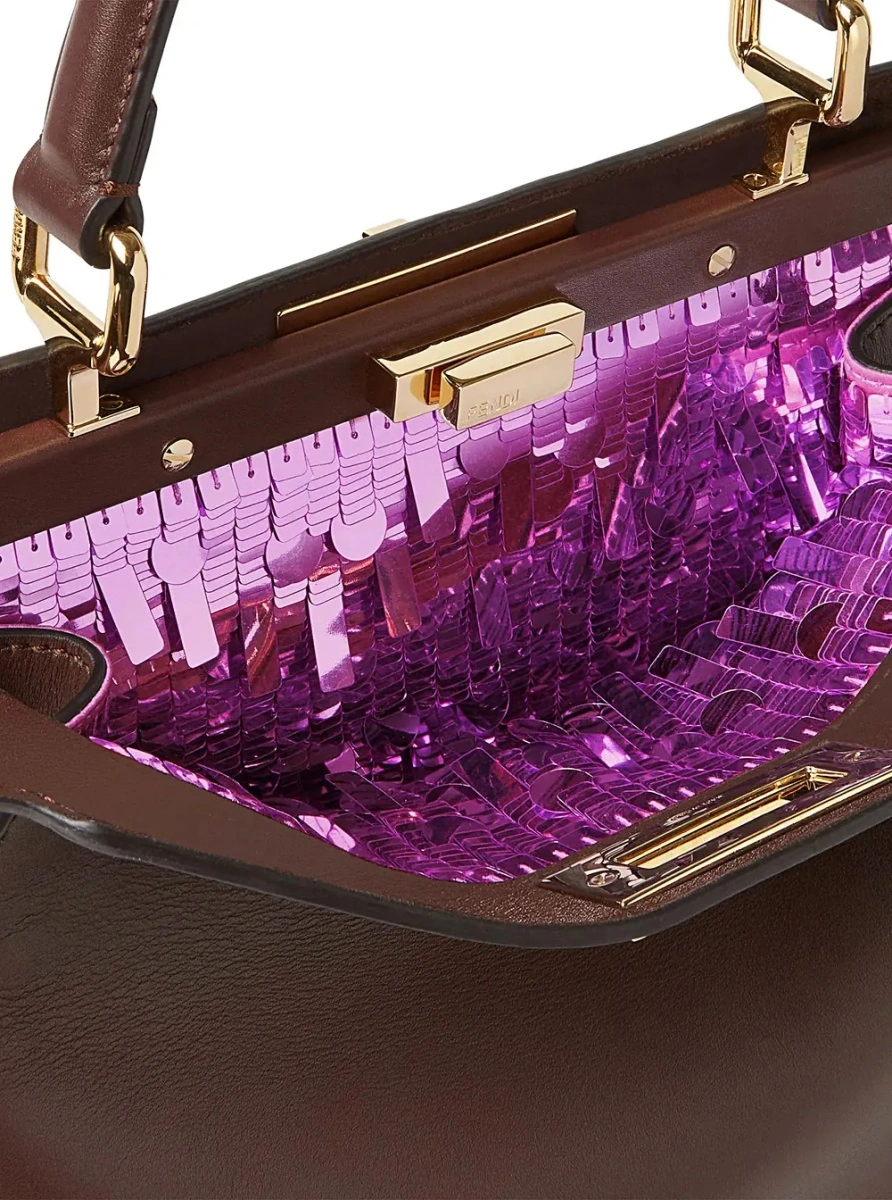 Geanta de mana Fendi 'Peekaboo' maro din piele - Img 3