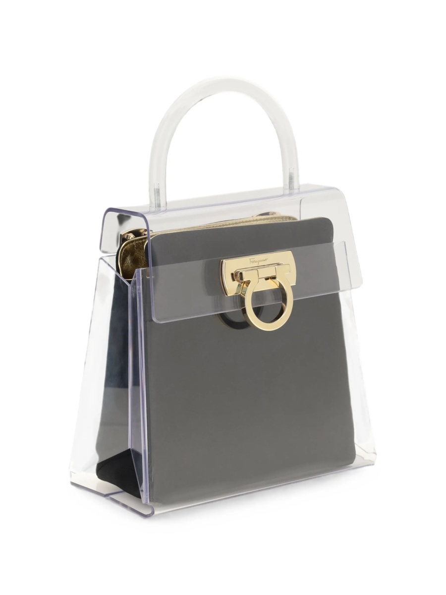 Geanta de mana Ferragamo alba din pvc - Img 3