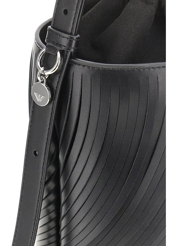 Geanta de mana Fringed cut leather bucket bag - Img 4