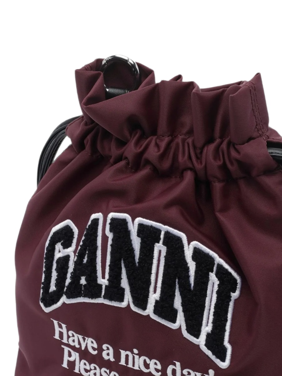 Geanta de mana Ganni maro din nylon - Img 3