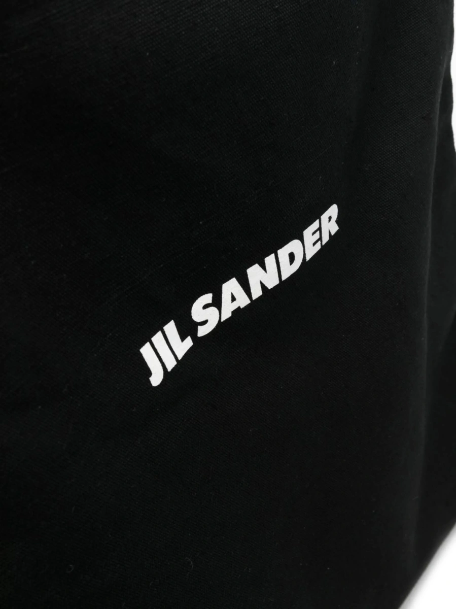 Geanta de mana Jil Sander neagra din piele eco si material textil - Img 4