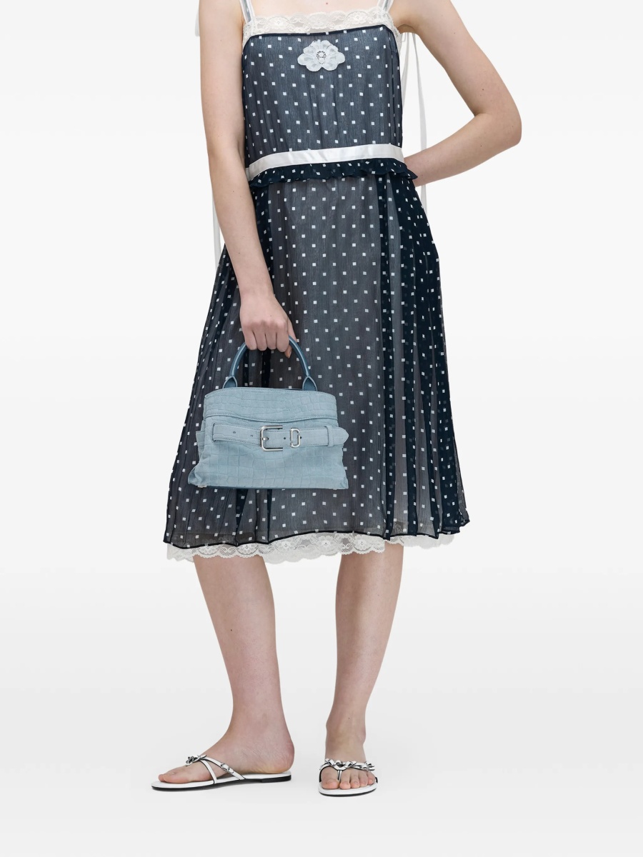Geanta de mana Marc Jacobs albastra din piele intoarsa - Img 3