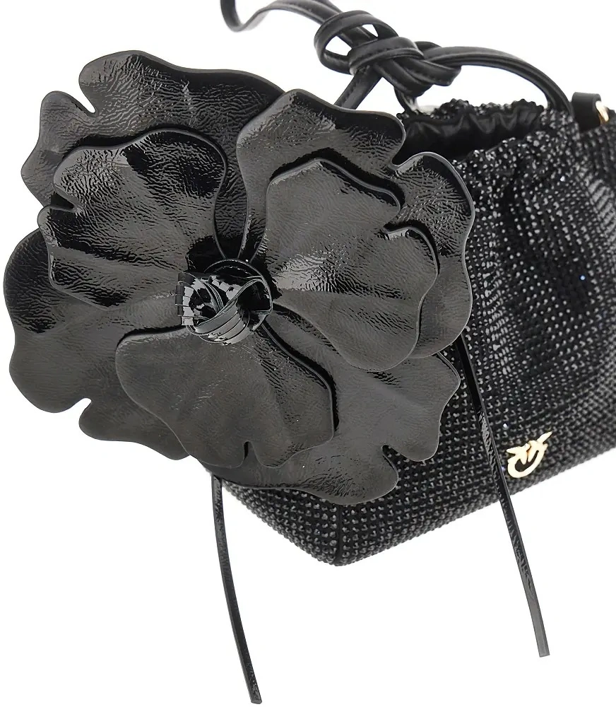 Geanta de mana Pinko neagra din strass - Img 4
