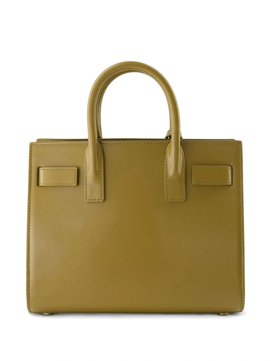 Geanta de mana Saint Laurent Sac De Jour verde din piele si alama - Img 2