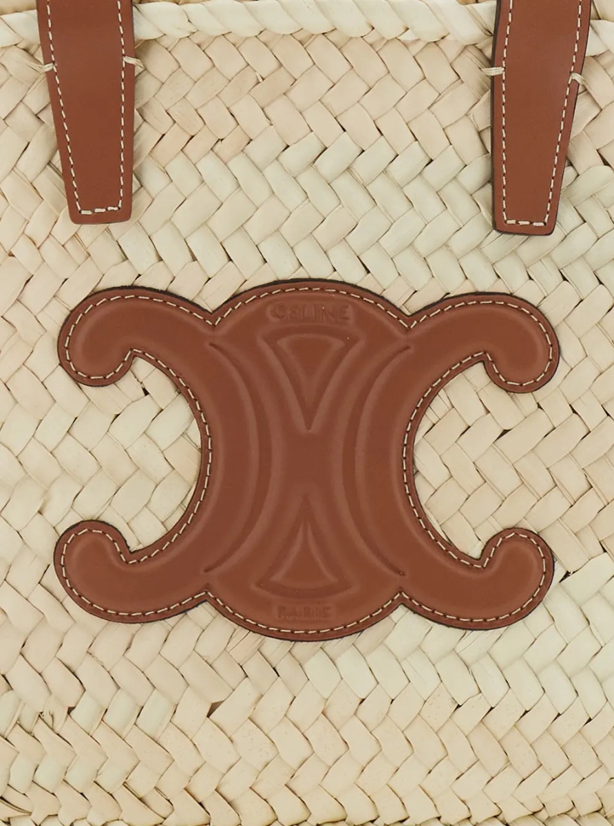 Geanta de mana Shopper 'Classic Panier Teen' Beige with Leather Handles and Raffia and Leather Logo Patch for Women - Img 3