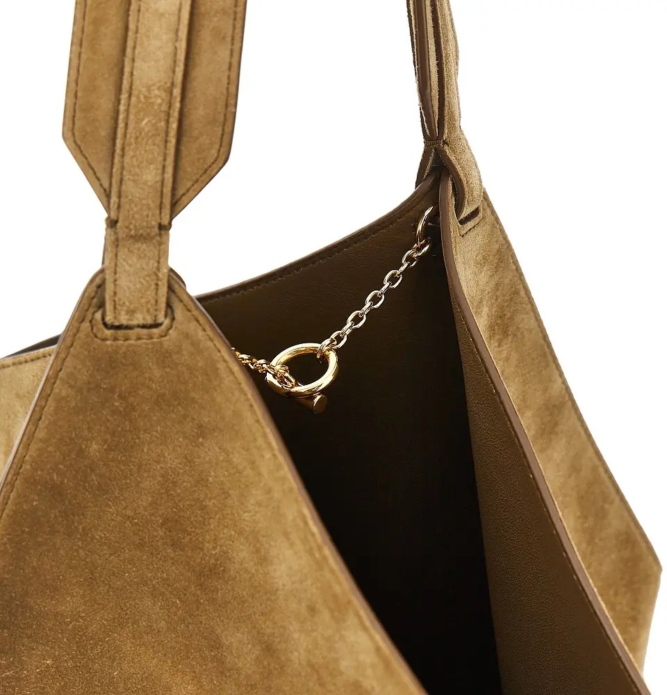 Geanta de mana Small suede leather 'Lotus' tote bag - Img 4