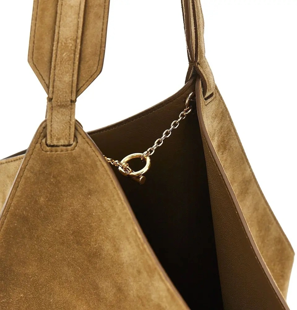 Geanta de mana Small suede leather 'Lotus' tote bag - Img 4
